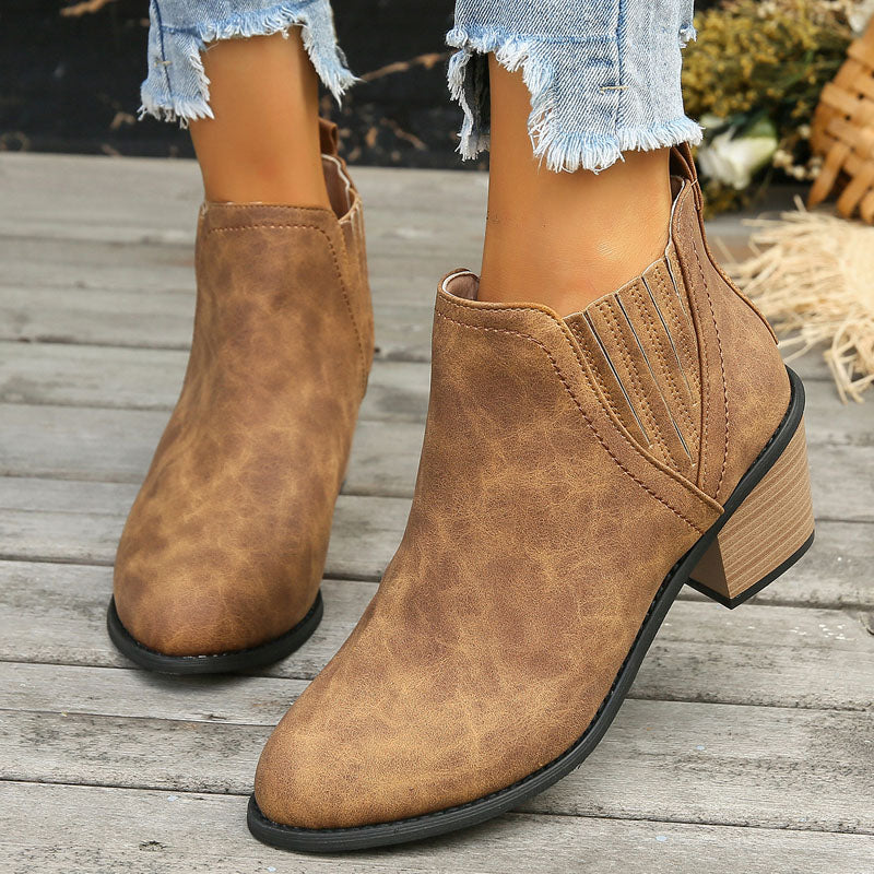 Vintage Chunky Heel Ankle Boots