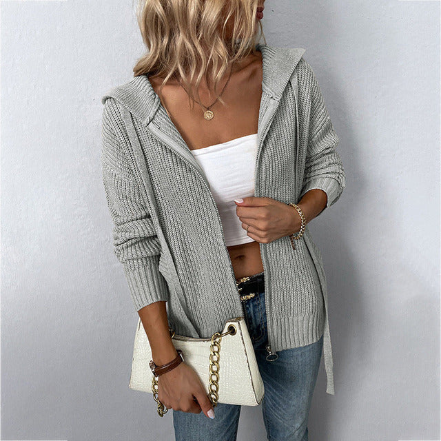 Casual Hooded Knitted Cardigan