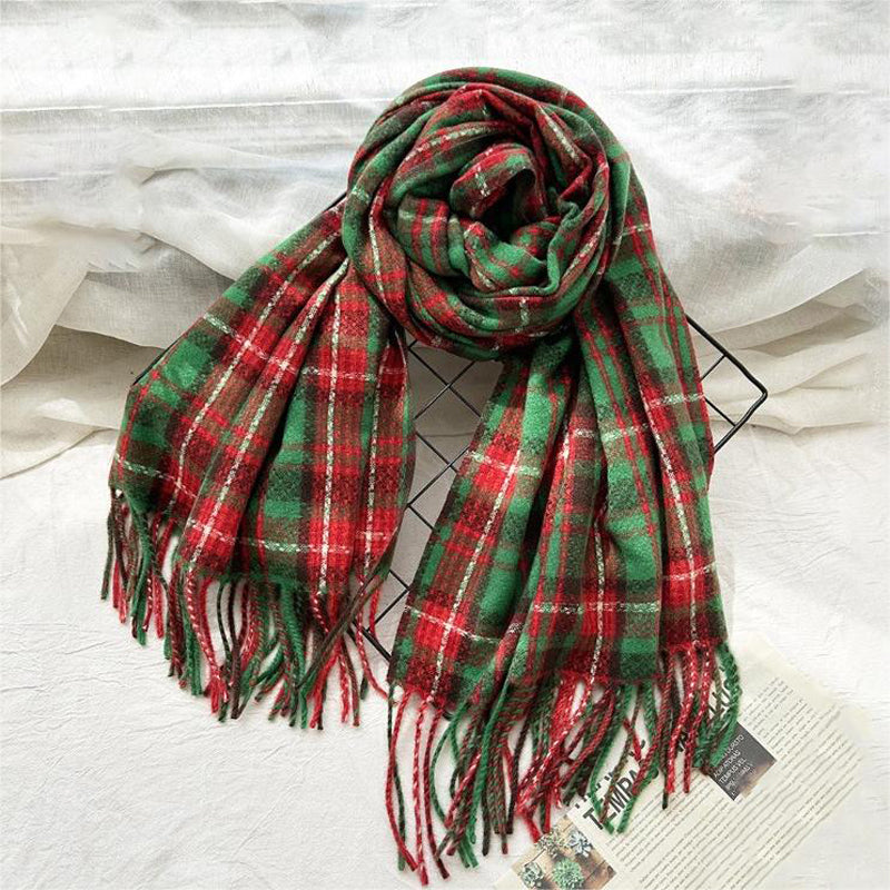 Fringed Plaid Scarf