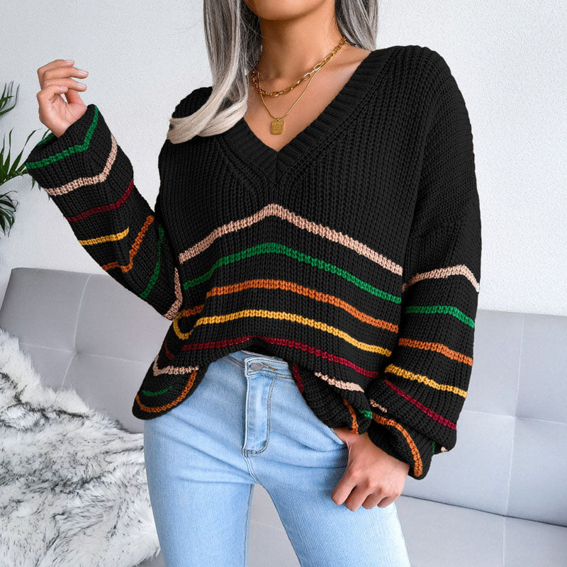 Casual Striped Knit Sweater