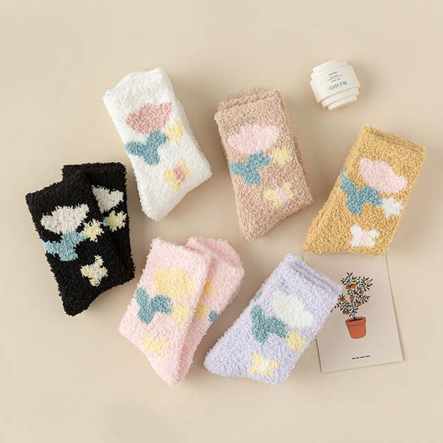 Warm Plush Floral Socks