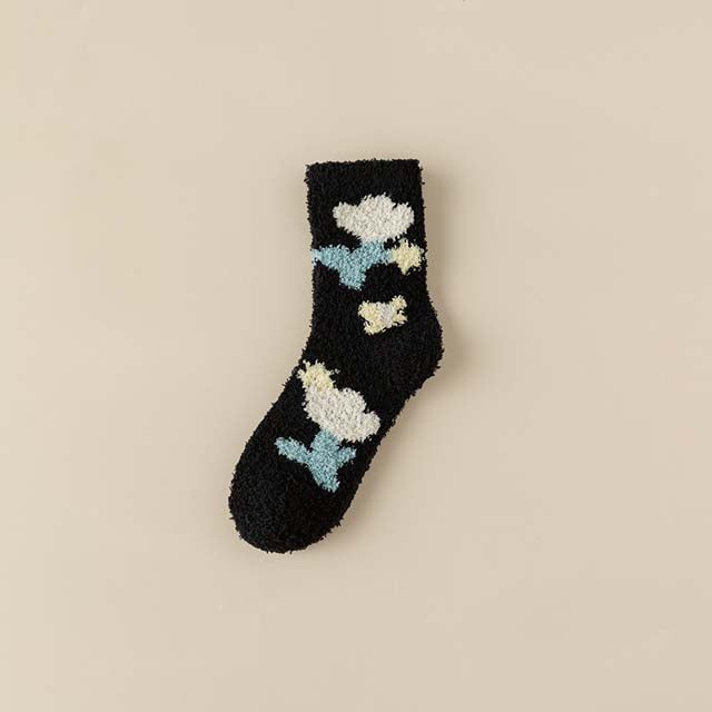 Warm Plush Floral Socks