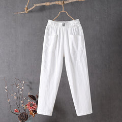 【Cotton And Linen】Solid Colour Casual Trousers