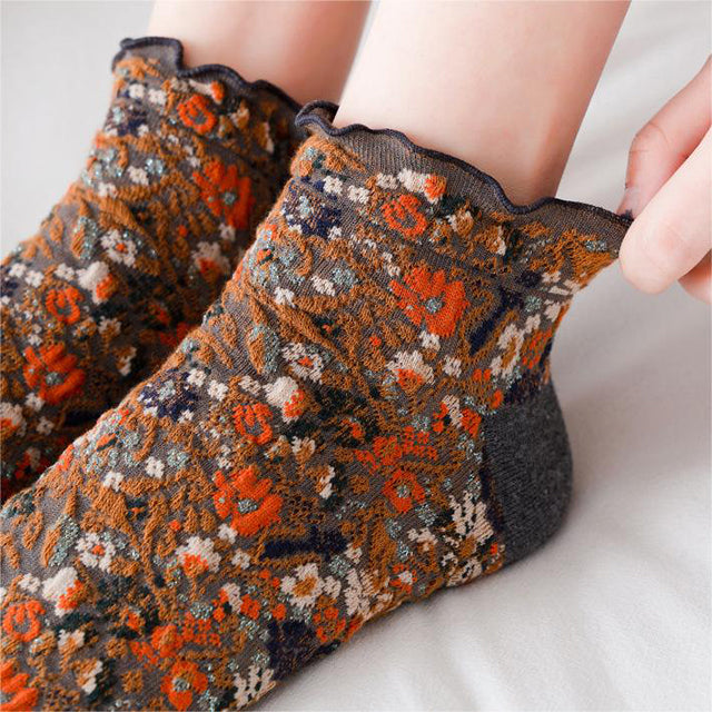 Vintage Casual Floral Socks