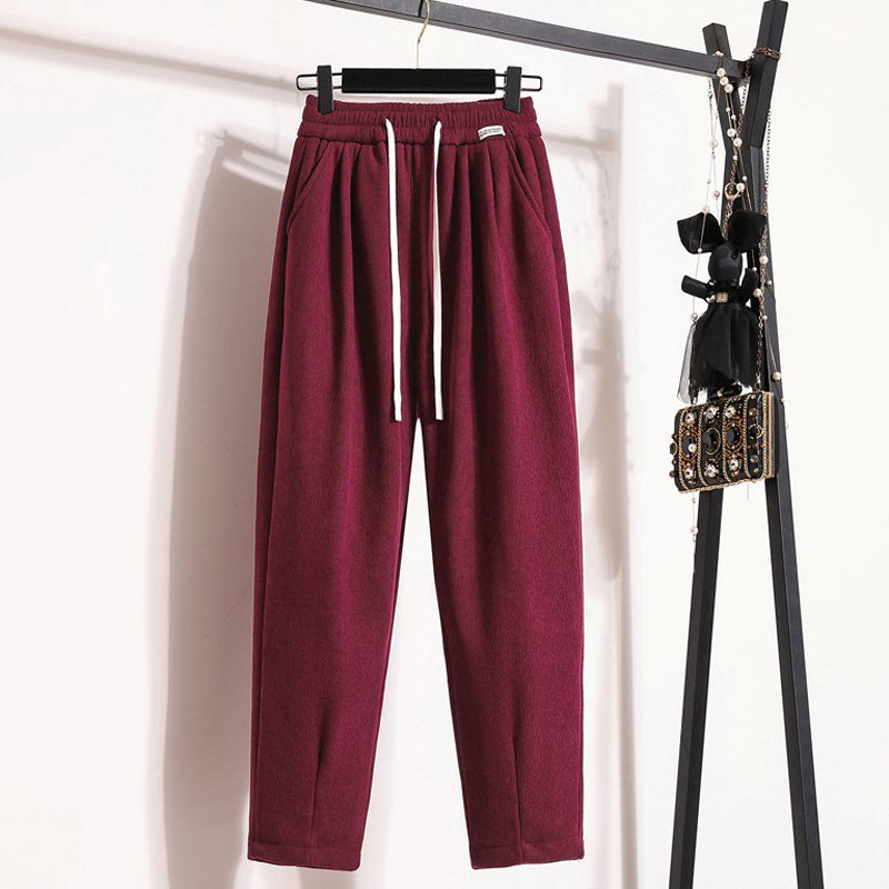 Solid Colour Warm Trousers