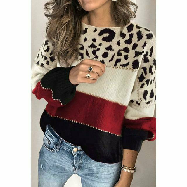 Leopard Print Patchwork Jumper