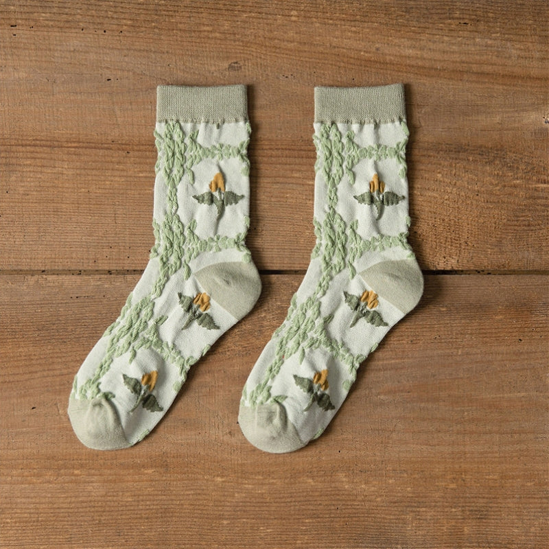 Vintage Floral Jacquard Socks