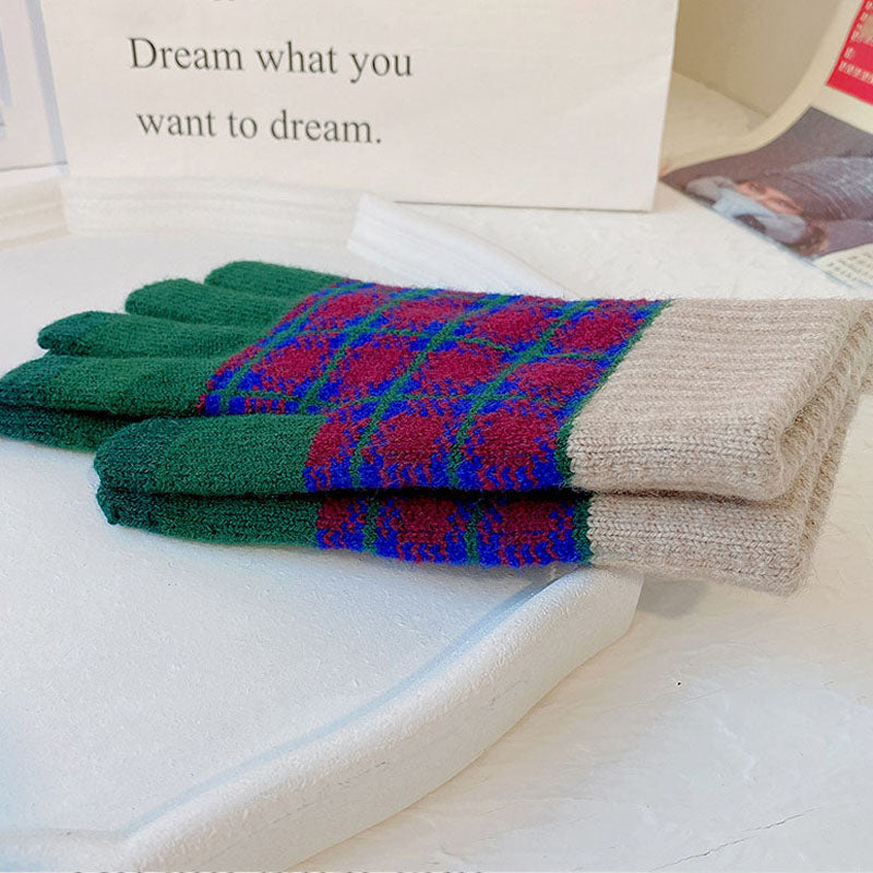 Vintage Plaid Warm Gloves