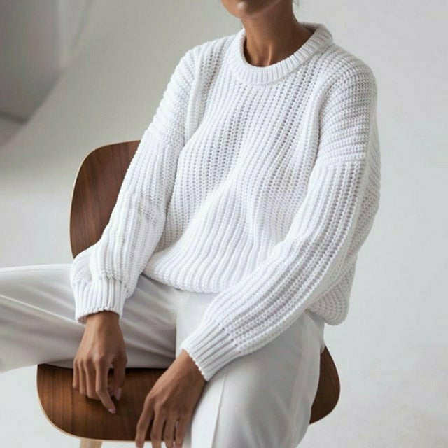 Casual Solid Knitted Sweater