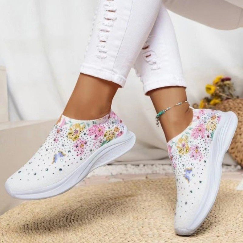 Butterfly Print Slip-On Shoes