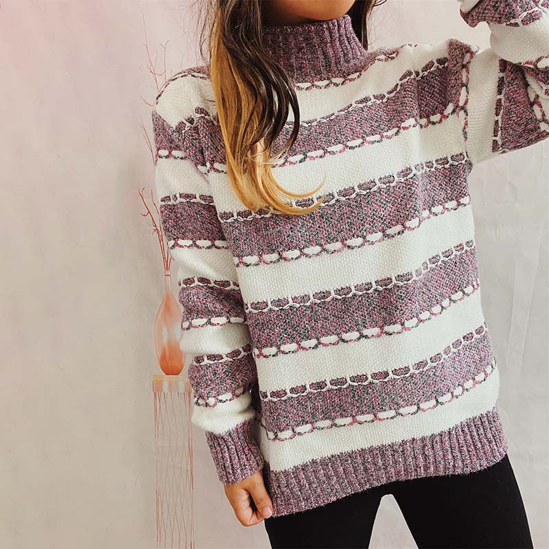 Casual Striped Knit Sweater