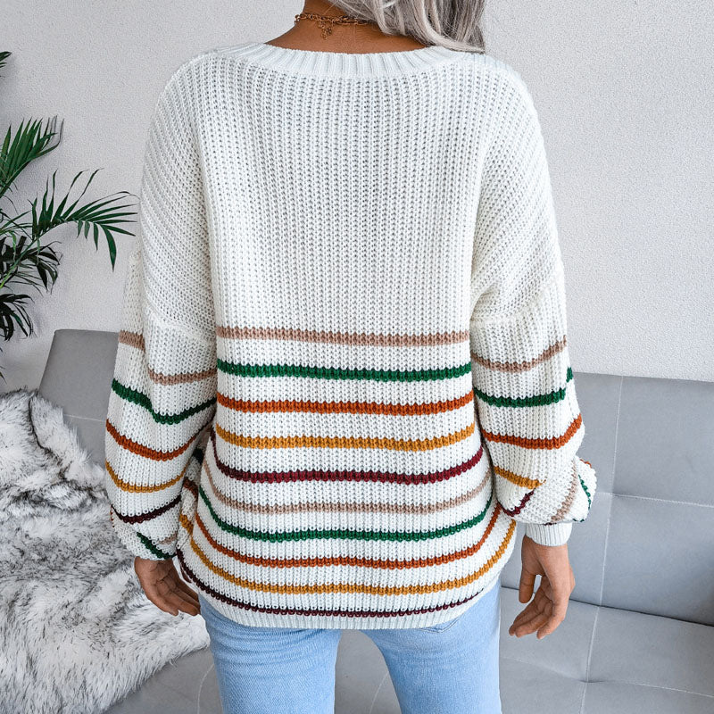 Casual Striped Knit Sweater