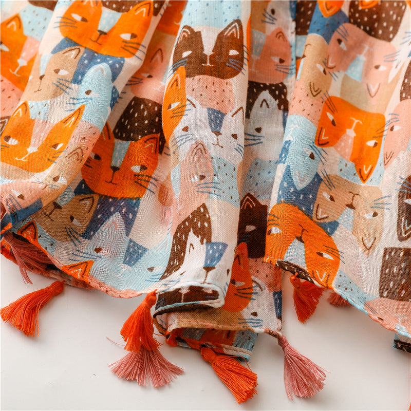 Creative Cat Print Scarf