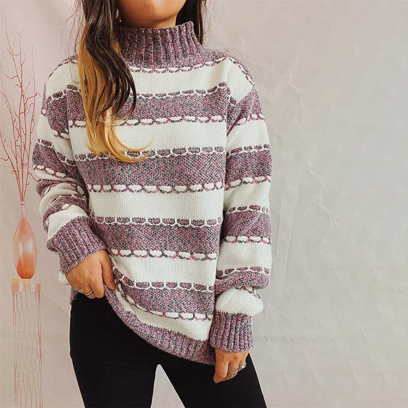 Casual Striped Knit Sweater