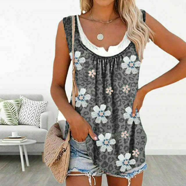 Casual Floral Print Tank Top