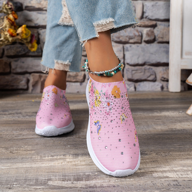 Butterfly Print Slip-On Shoes