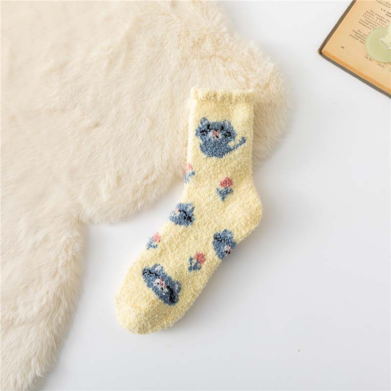 Warm Cat Print Socks