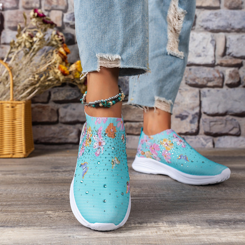 Butterfly Print Slip-On Shoes