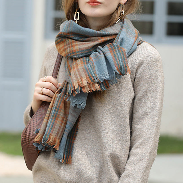 Casual Plaid Fringe Scarf