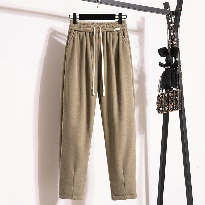 Solid Colour Warm Trousers