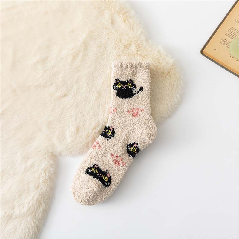 Warm Cat Print Socks