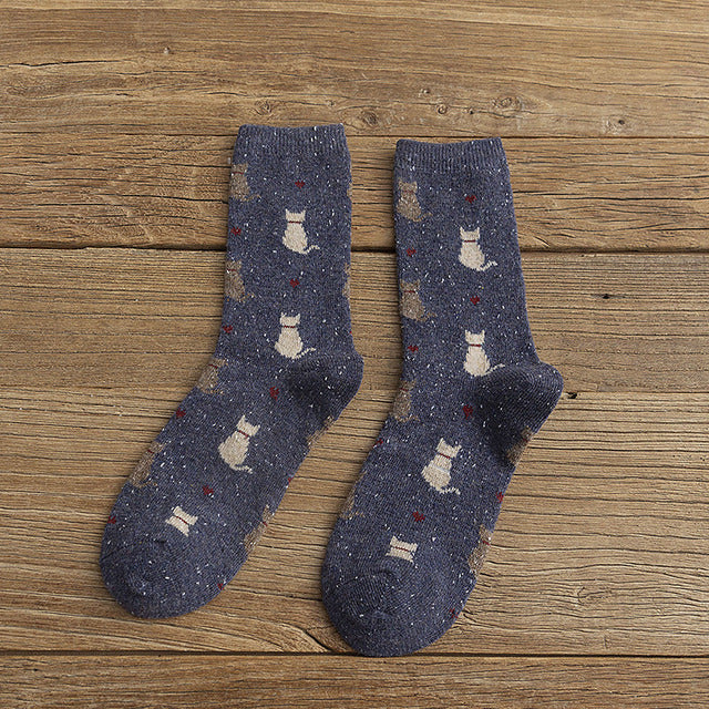 Vintage Cat Print Socks