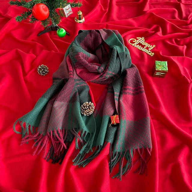 Christmas Plaid Fringed Scarf