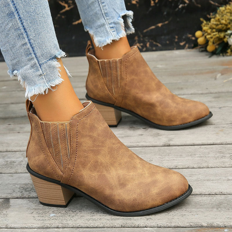 Vintage Chunky Heel Ankle Boots