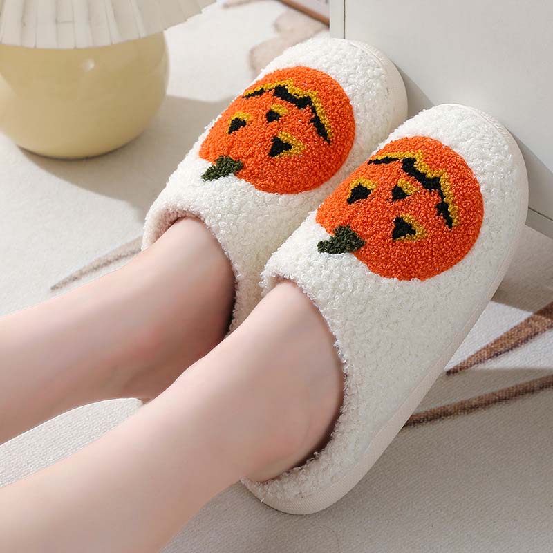 Halloween Pumpkin Plush Slippers