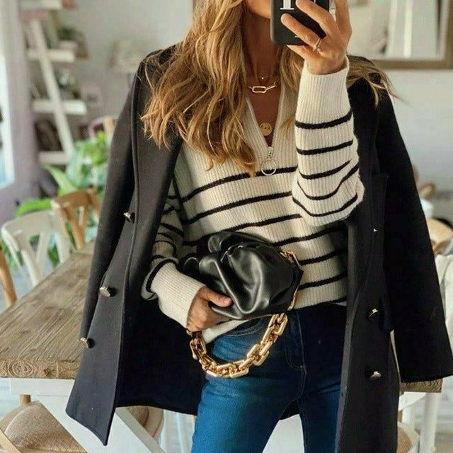 Casual Striped Knitted Sweater