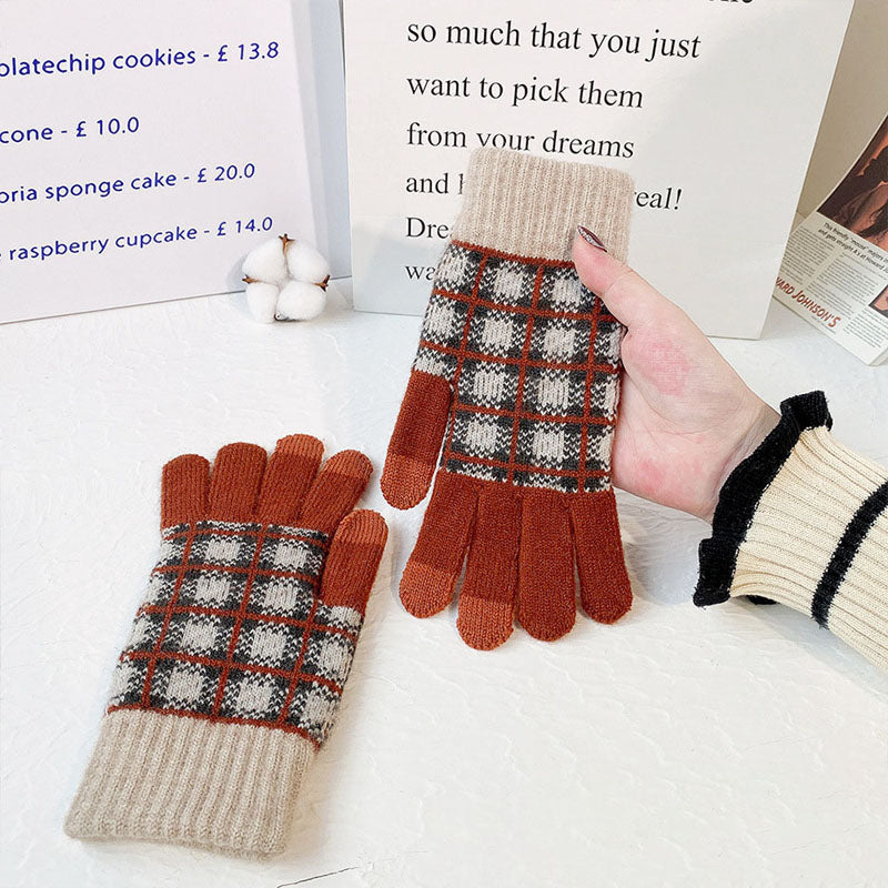 Vintage Plaid Warm Gloves