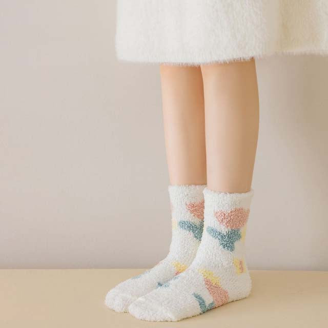 Warm Plush Floral Socks