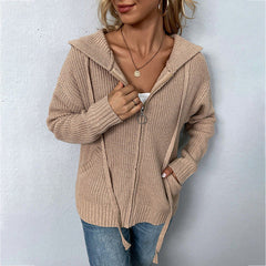 Casual Hooded Knitted Cardigan