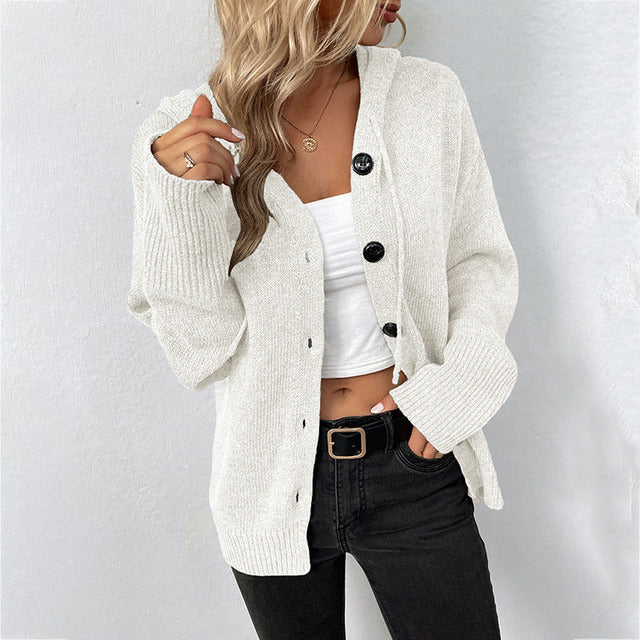 Casual Hooded Knitted Cardigan