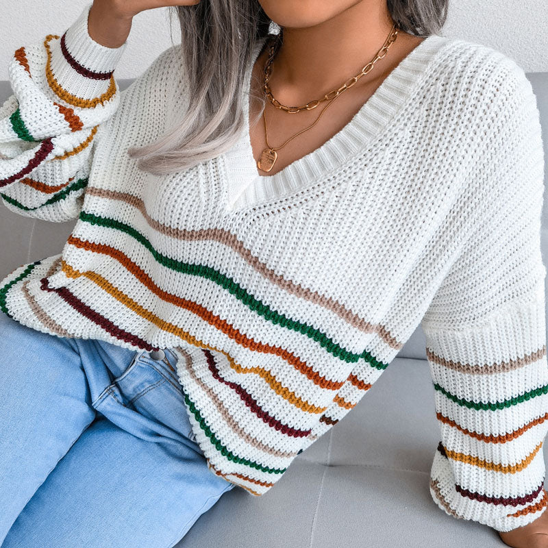 Casual Striped Knit Sweater