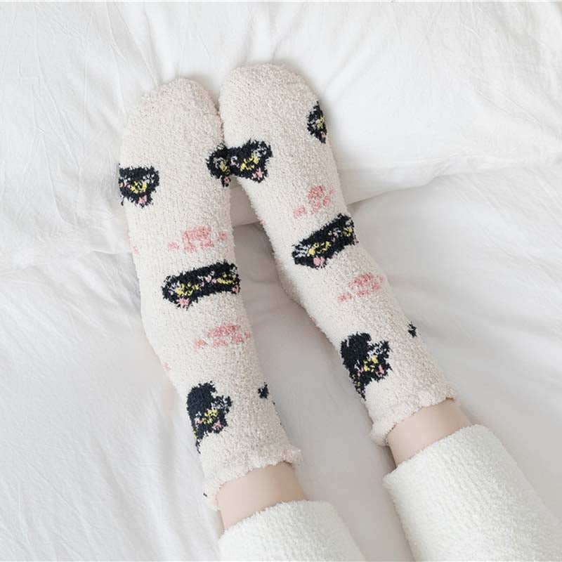 Warm Cat Print Socks