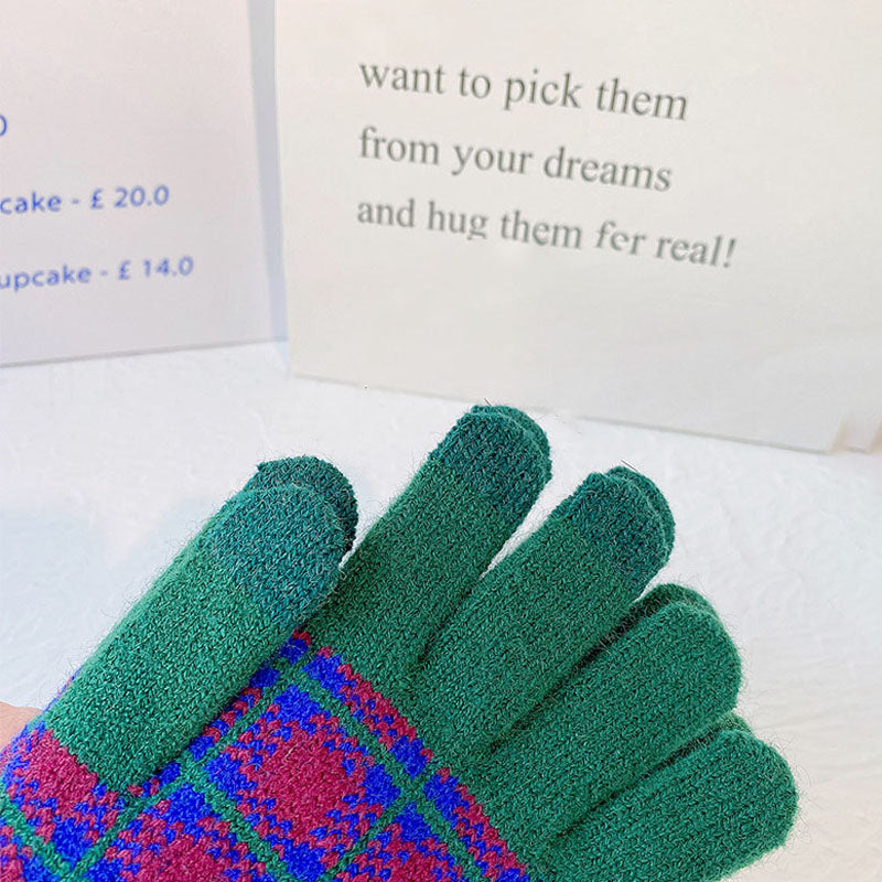 Vintage Plaid Warm Gloves