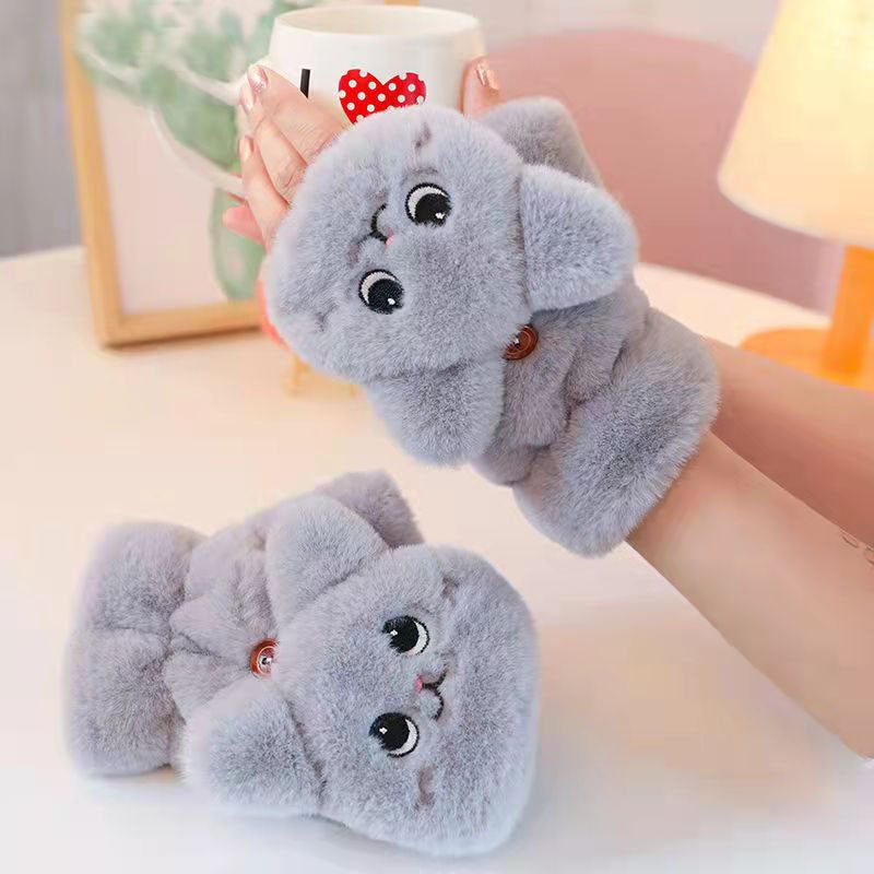 Cartoon Plush Warm Gloves