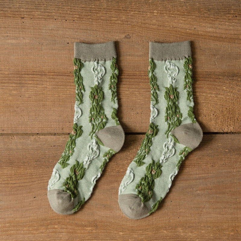 Vintage Floral Jacquard Socks