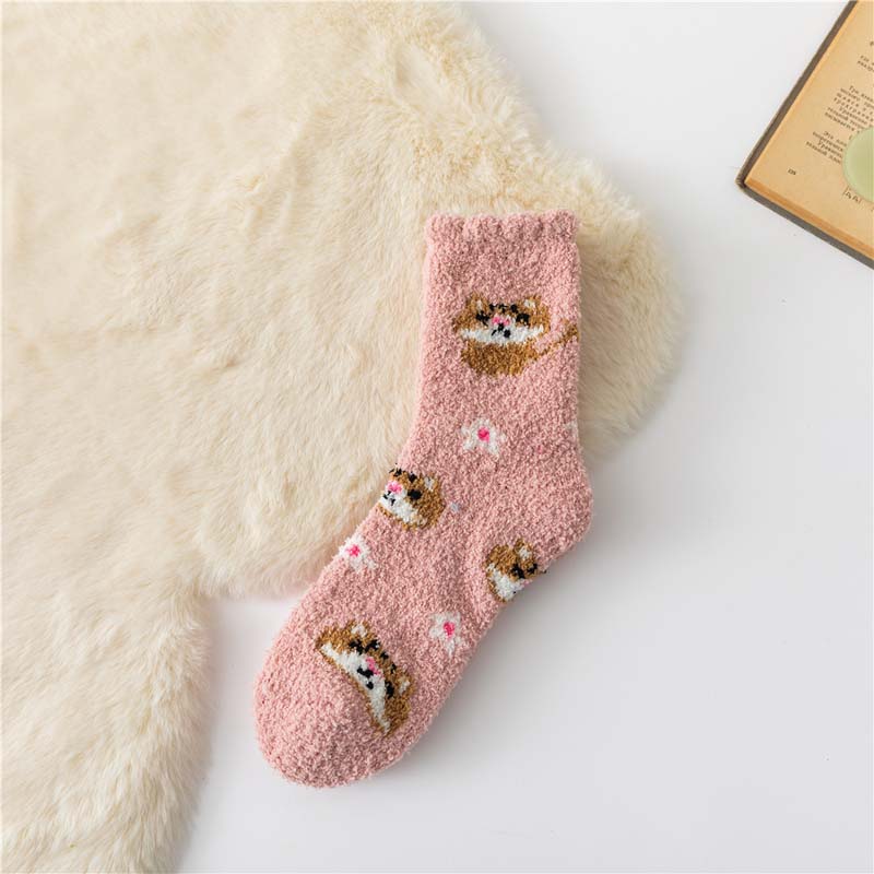 Warm Cat Print Socks