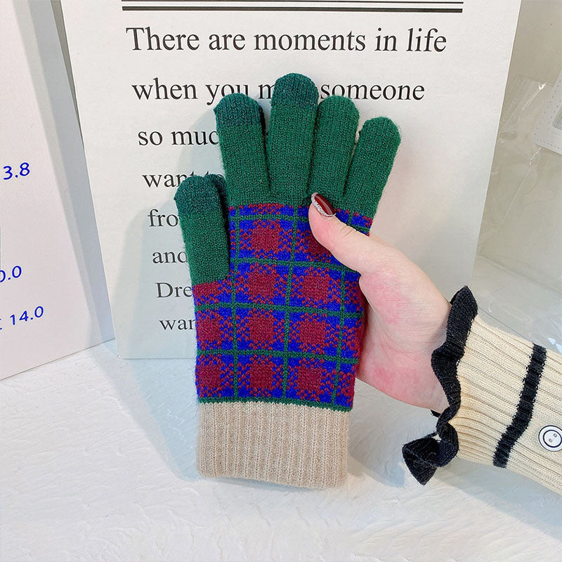 Vintage Plaid Warm Gloves