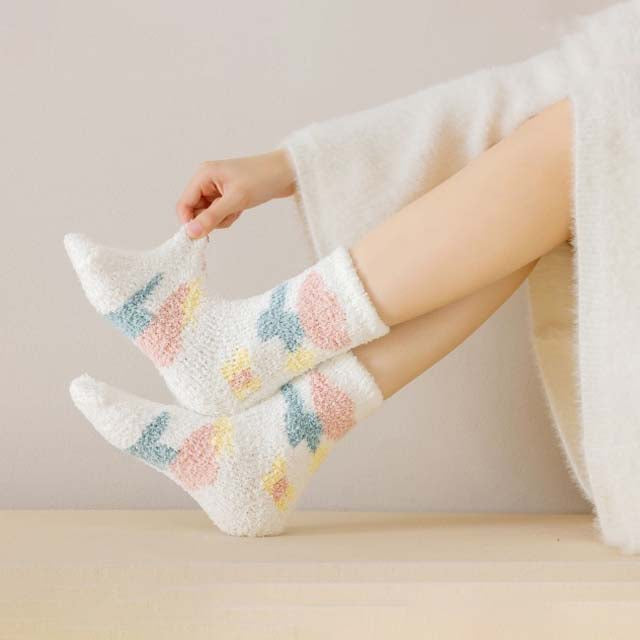 Warm Plush Floral Socks