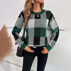 Casual Plaid Knit Sweater