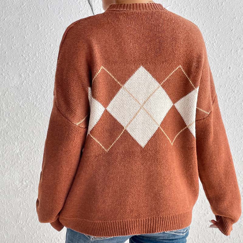 Casual Geometric Knit Sweater