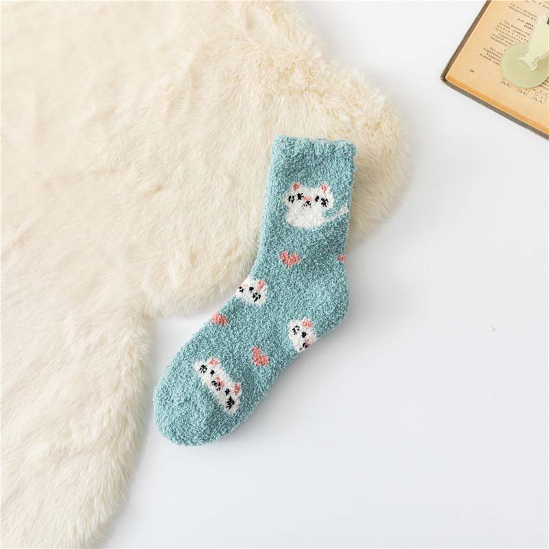 Warm Cat Print Socks