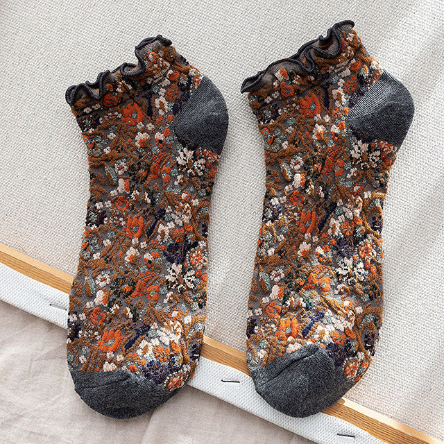 Vintage Casual Floral Socks