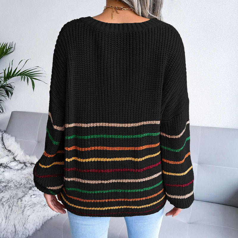 Casual Striped Knit Sweater