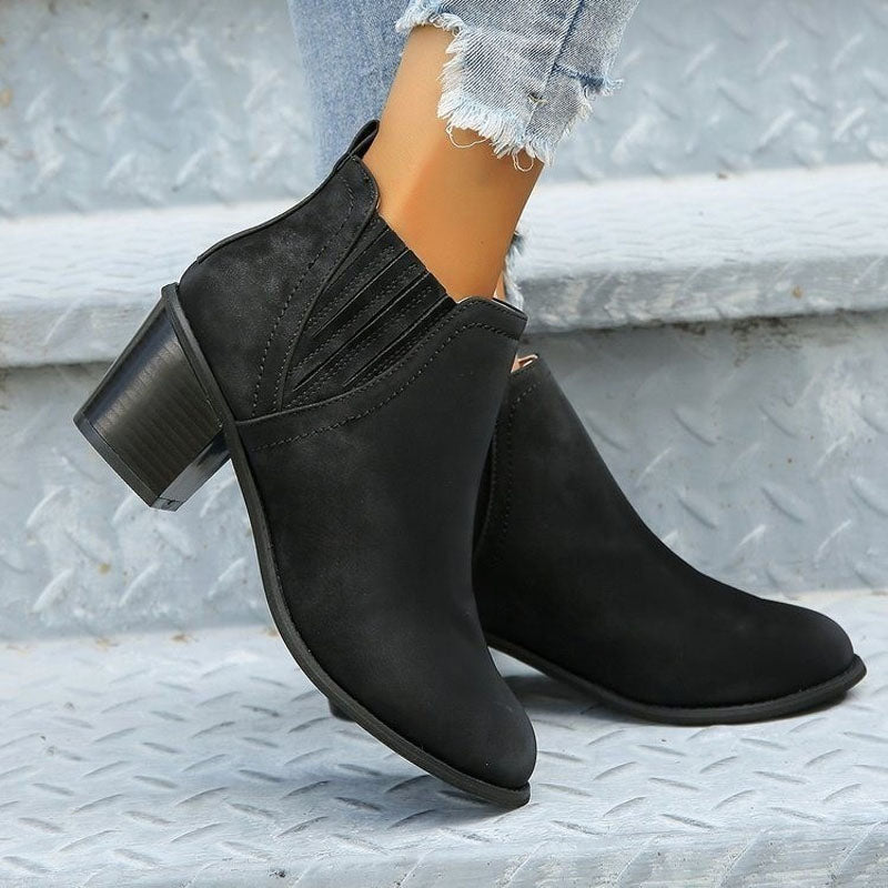 Vintage Chunky Heel Ankle Boots