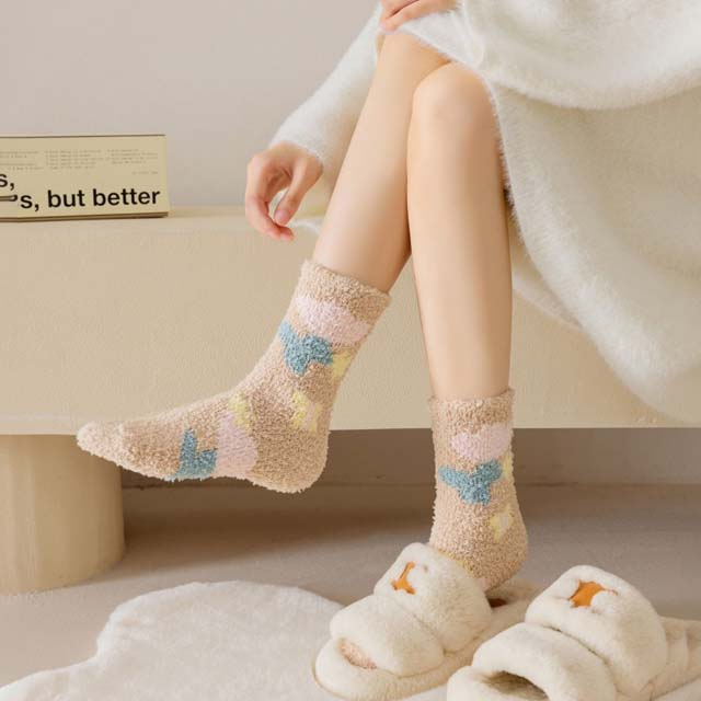 Warm Plush Floral Socks