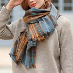 Casual Plaid Fringe Scarf